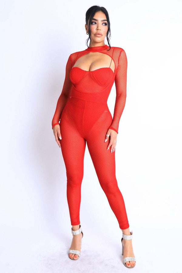 Mesh Crop Jumpsuit Set - Fit Me For 20