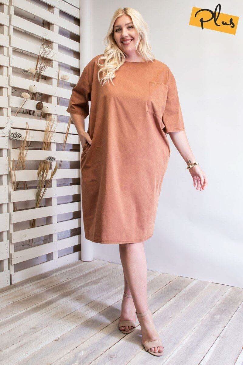 Mineral Washed Loose Fit Dress - Fit Me For 20