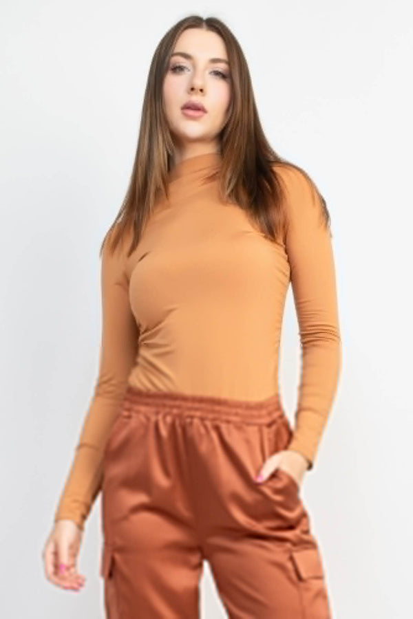 Mock Neck Ruched Solid Top - Fit Me For 20