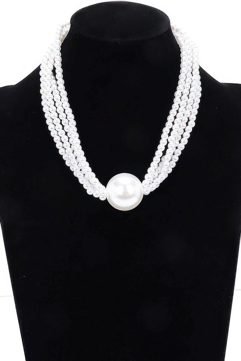 Multi Faux Pearl Chain Necklace - Fit Me For 20