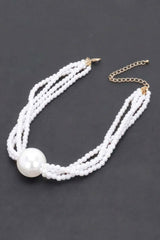 Multi Faux Pearl Chain Necklace - Fit Me For 20