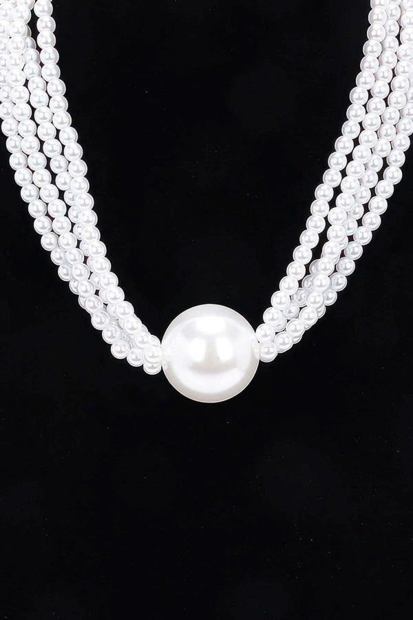 Multi Faux Pearl Chain Necklace - Fit Me For 20
