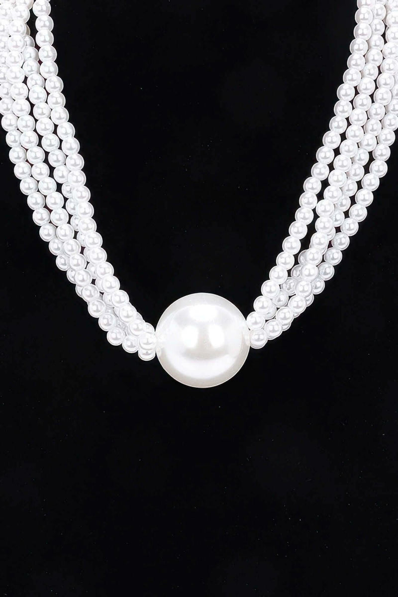 Multi Faux Pearl Chain Necklace - Fit Me For 20