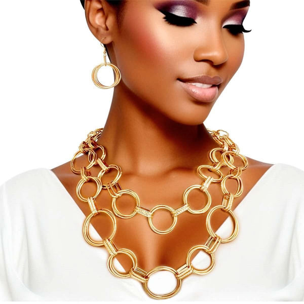 Necklace Gold Linked Rings Chain Set for Women - Fit Me For 20