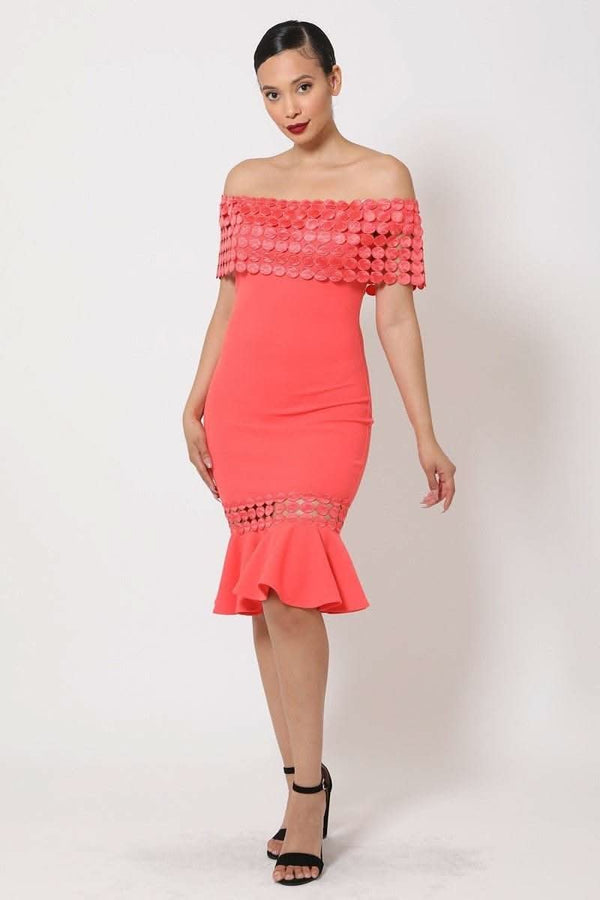 Off Shoulder Dress Crochet Band Fashion - Fit Me For 20