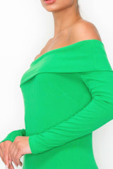 Off-shoulder Rib Midi Dress - Fit Me For 20