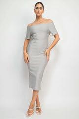 Off Shoulder Zippered Bodycon Dress - Fit Me For 20