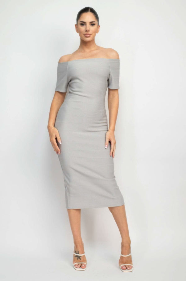 Off Shoulder Zippered Bodycon Dress - Fit Me For 20