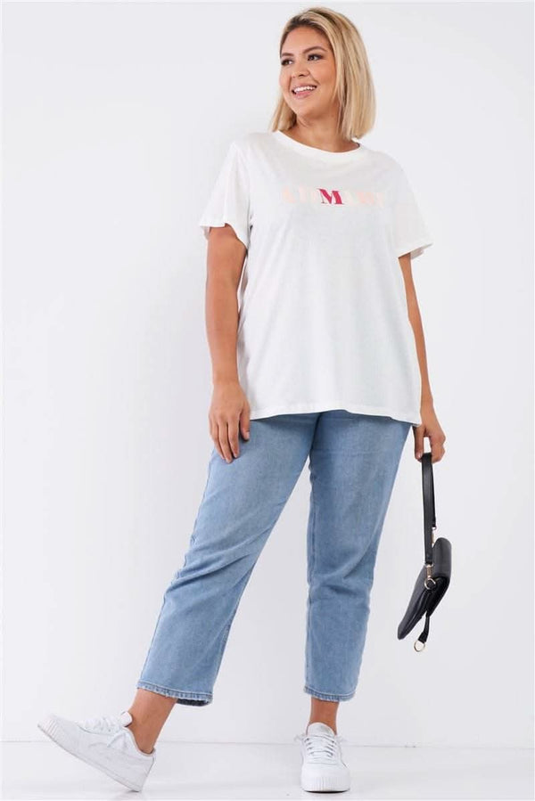 Off-white Admire Print Logo Detail Crew Neck Relaxed Fit Top - Fit Me For 20