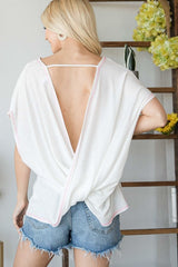 Open Back Wide Sleeve Shorsleeve Top - Fit Me For 20