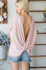 Open Back Wide Sleeve Shorsleeve Top - Fit Me For 20