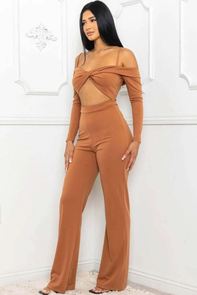 Open Shoulder Cutout Detail Jumpsuit - Fit Me For 20