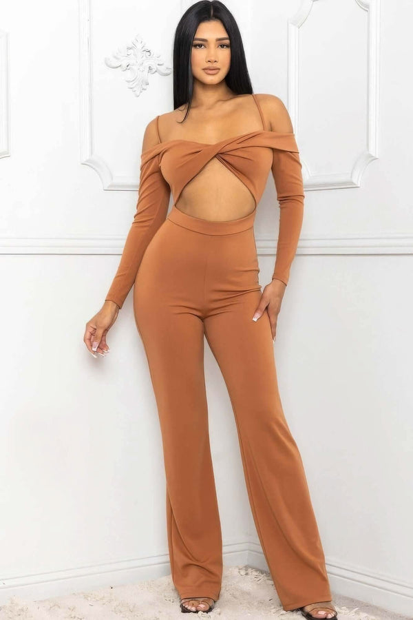 Open Shoulder Cutout Detail Jumpsuit - Fit Me For 20
