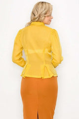 Organza Pleated Long Sleeve Blouse - Fit Me For 20