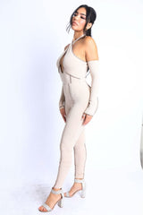 Overlock Detailed Cross Halter Keyhole Neck Off Shoulder Set - Fit Me For 20