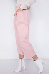 Pastel Chic Solid Ankle Wide Leg Adjustable Snap Waist Pants - Fit Me For 20