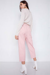 Pastel Chic Solid Ankle Wide Leg Adjustable Snap Waist Pants - Fit Me For 20