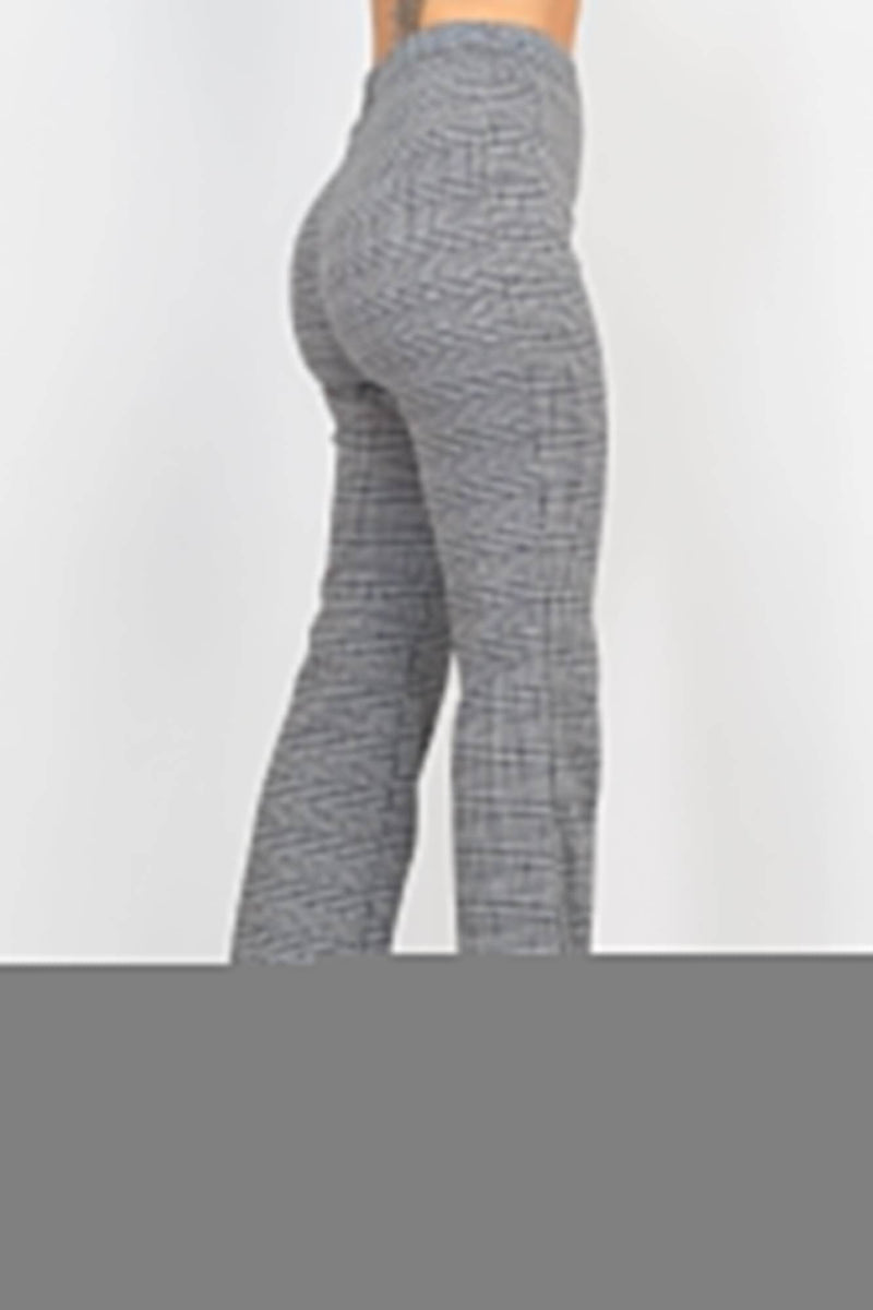 Plaid Cut-out Long Sleeve Top & Pants Set - Fit Me For 20