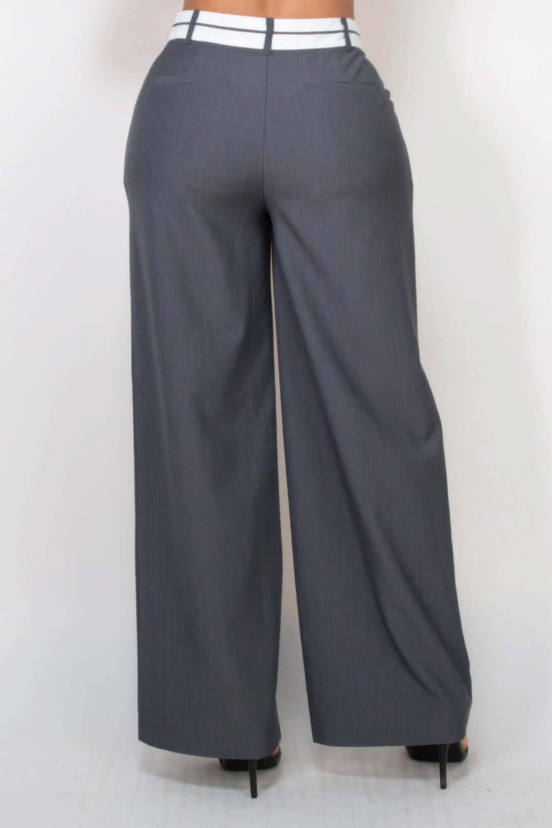 Pleated Double Waistband Pants - Fit Me For 20
