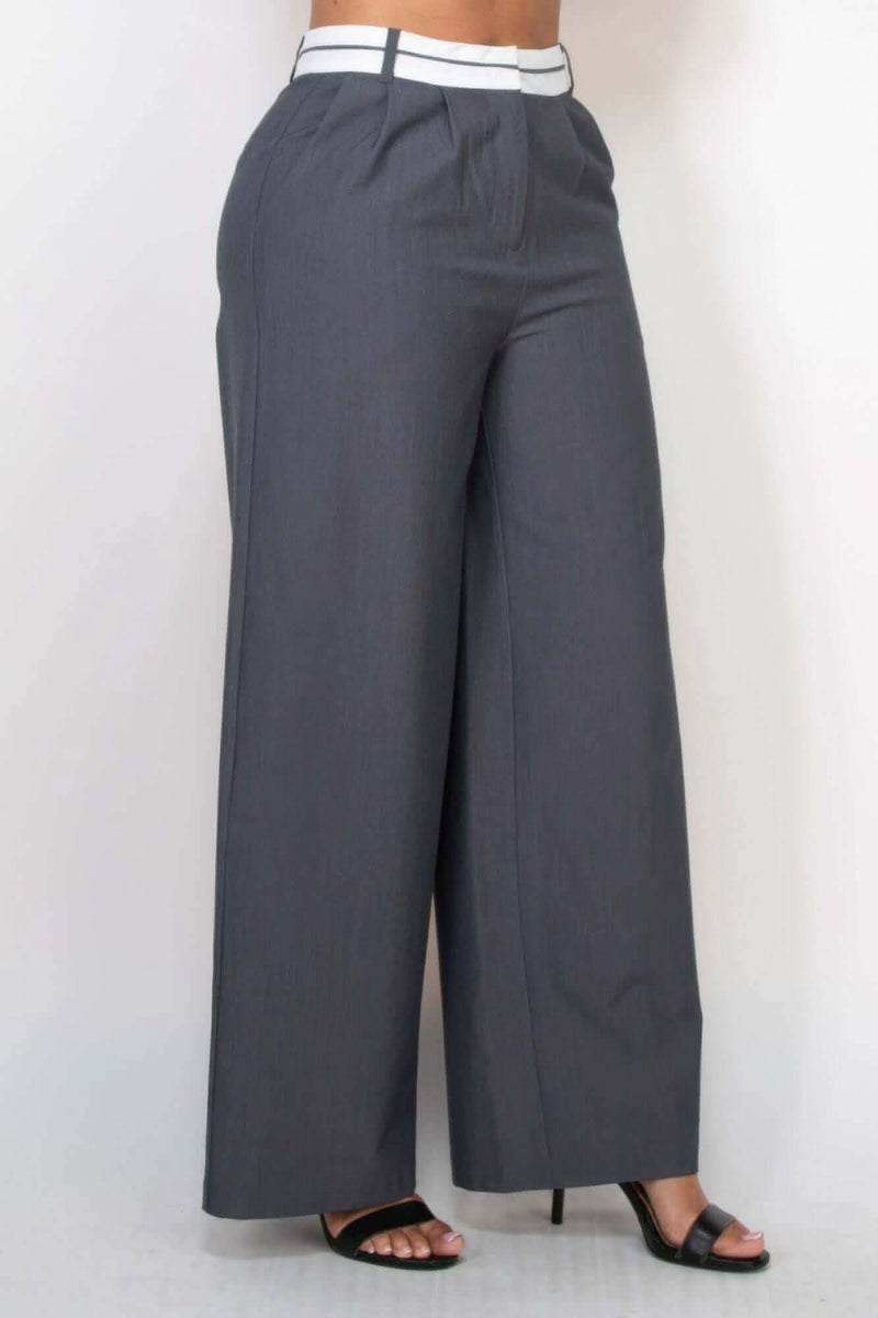 Pleated Double Waistband Pants - Fit Me For 20