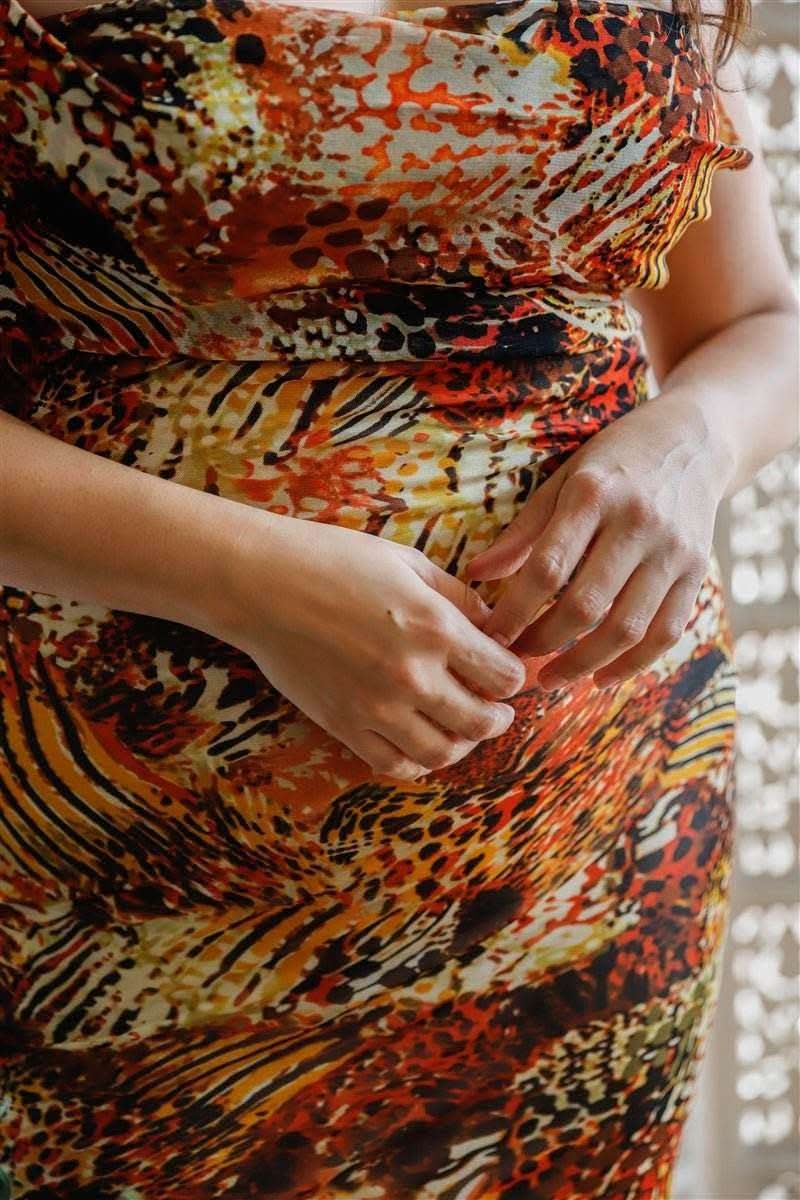 Plus Brown Fall Colors Pattern Drawstring Ruched Slip Mini Dress - Fit Me For 20