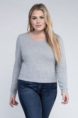 Plus Classic Ribbed Round Neck Long Sleeve - Fit Me For 20