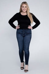 Plus Classic Ribbed Round Neck Long Sleeve - Fit Me For 20