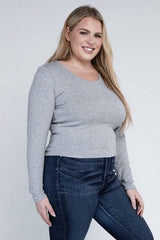 Plus Classic Ribbed Round Neck Long Sleeve - Fit Me For 20