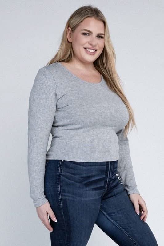Plus Classic Ribbed Round Neck Long Sleeve - Fit Me For 20