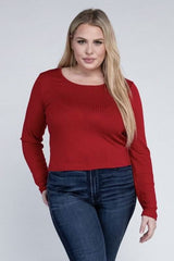 Plus Classic Ribbed Round Neck Long Sleeve - Fit Me For 20