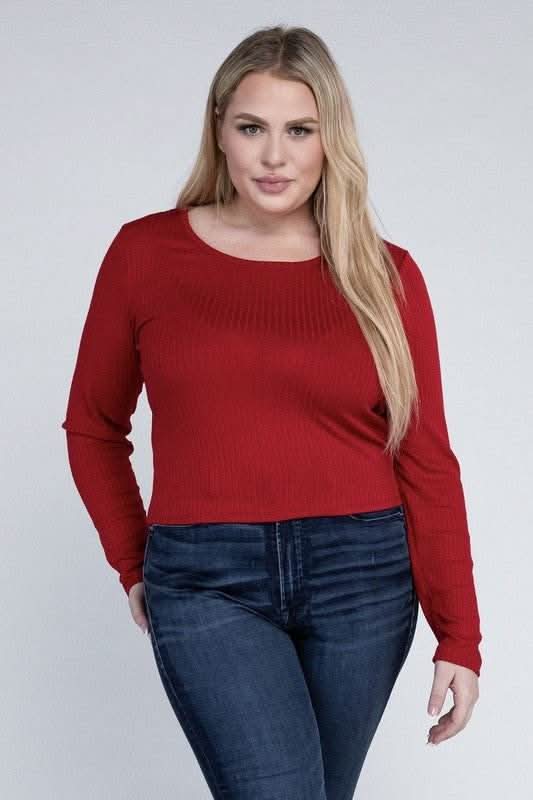 Plus Classic Ribbed Round Neck Long Sleeve - Fit Me For 20