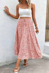 Plus Floral Print Drawstring Waist Fit Skirt - Fit Me For 20
