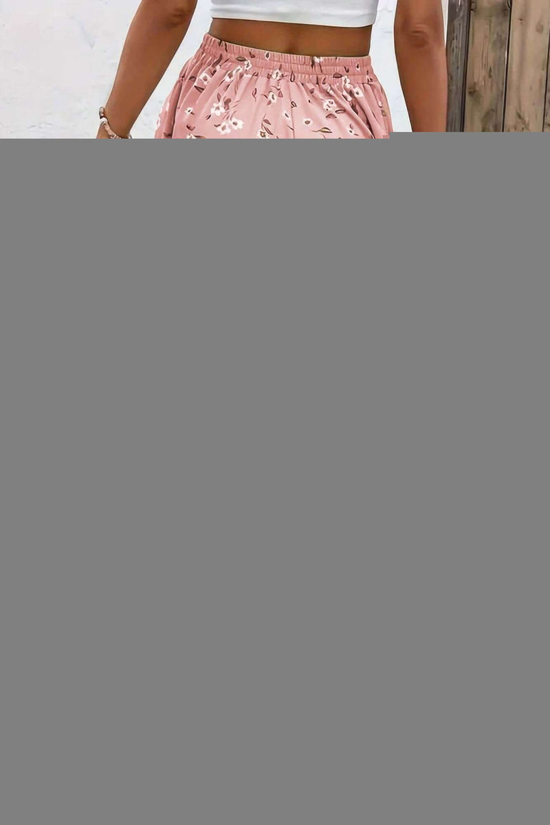 Plus Floral Print Drawstring Waist Fit Skirt - Fit Me For 20