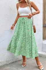Plus Floral Print Drawstring Waist Fit Skirt - Fit Me For 20