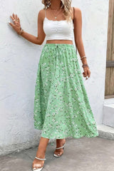 Plus Floral Print Drawstring Waist Fit Skirt - Fit Me For 20