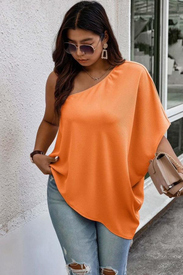 Plus One Shoulder Solid Casual Loose Fit Shirt - Fit Me For 20