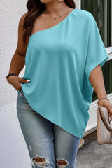 Plus One Shoulder Solid Casual Loose Fit Shirt - Fit Me For 20