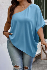 Plus One Shoulder Solid Casual Loose Fit Shirt - Fit Me For 20