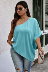 Plus One Shoulder Solid Casual Loose Fit Shirt - Fit Me For 20
