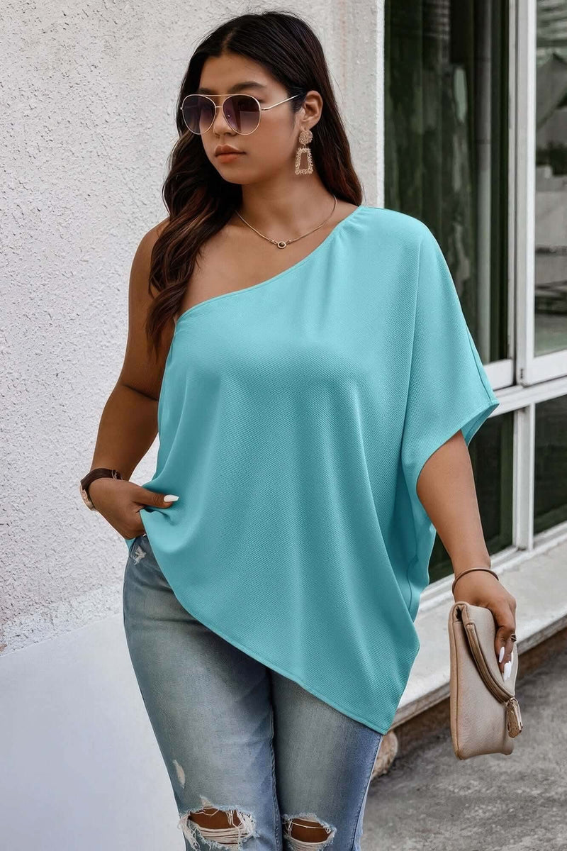 Plus One Shoulder Solid Casual Loose Fit Shirt - Fit Me For 20