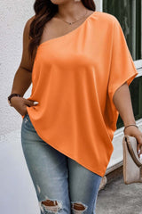 Plus One Shoulder Solid Casual Loose Fit Shirt - Fit Me For 20