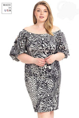 Plus Size Animal Print Crepe Stretch Bodycon Dress - Fit Me For 20