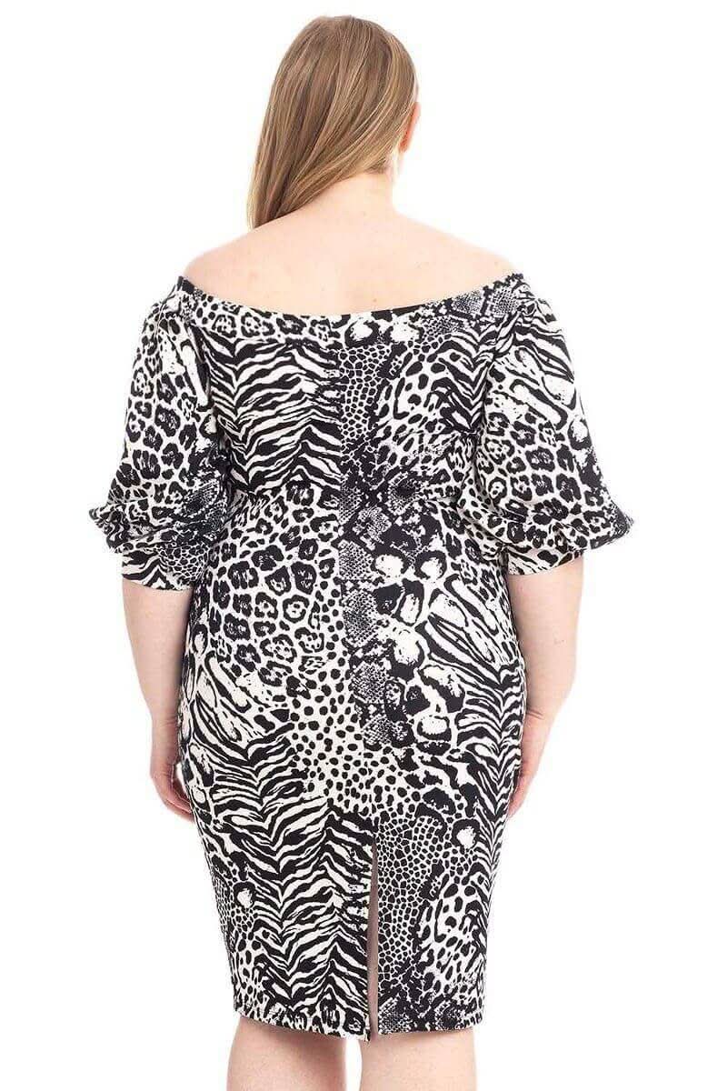 Plus Size Animal Print Crepe Stretch Bodycon Dress - Fit Me For 20