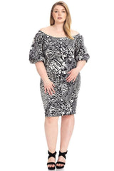 Plus Size Animal Print Crepe Stretch Bodycon Dress - Fit Me For 20