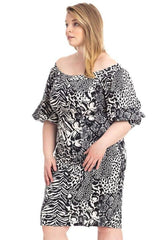 Plus Size Animal Print Crepe Stretch Bodycon Dress - Fit Me For 20