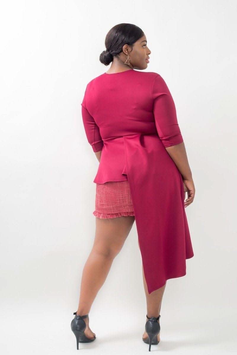 Plus Size Asymmetrical Plume Blouse - Fit Me For 20