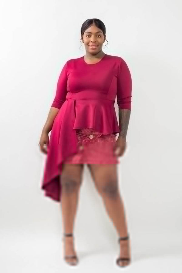 Plus Size Asymmetrical Plume Blouse - Fit Me For 20