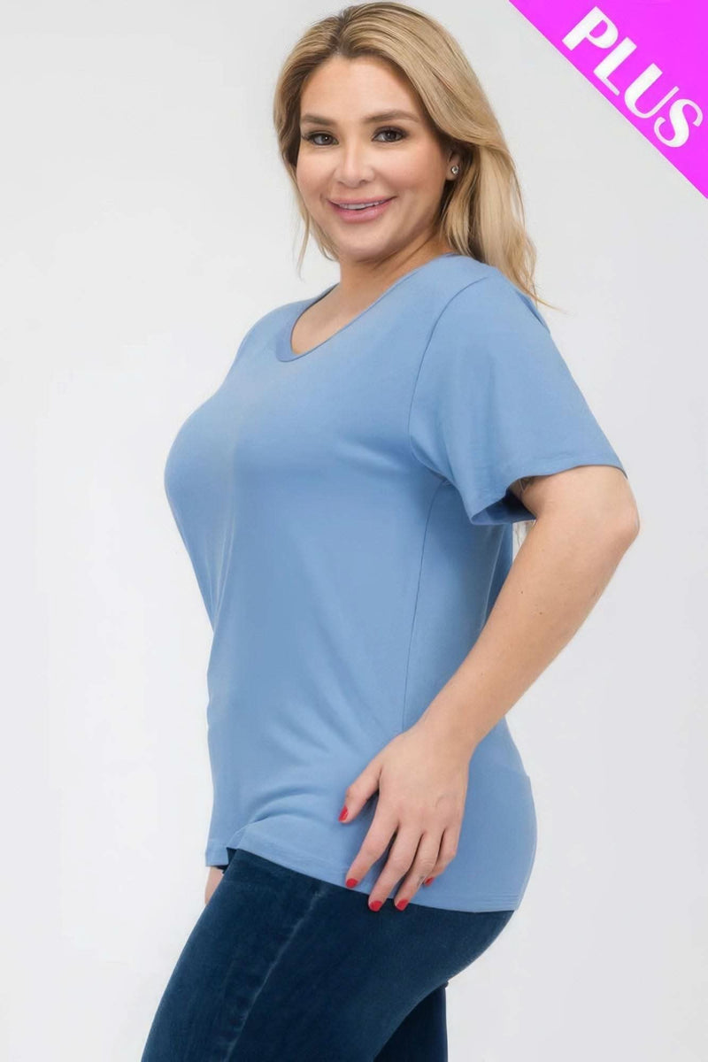 Plus Size Basic Short Sleeve T-shirt - Fit Me For 20