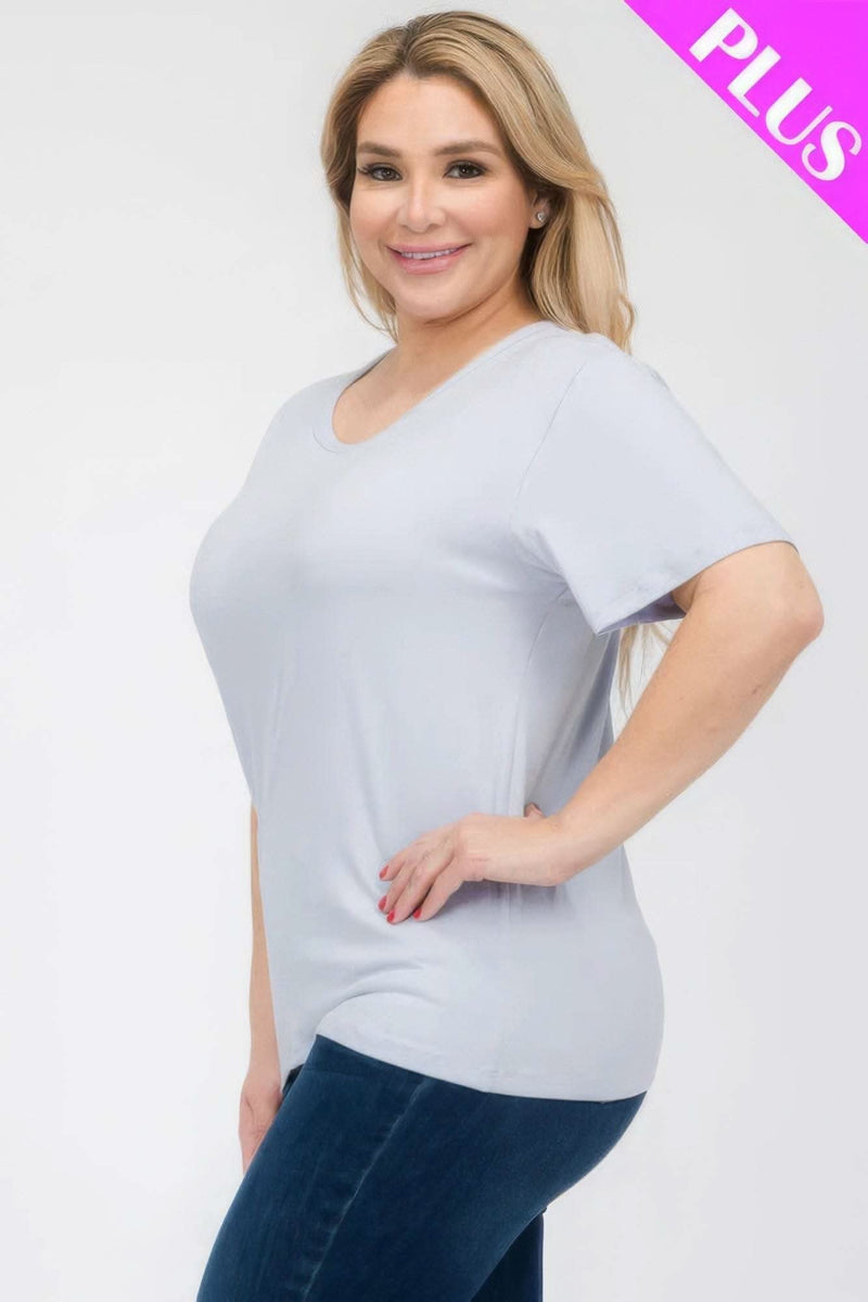Plus Size Basic Short Sleeve T-shirt - Fit Me For 20