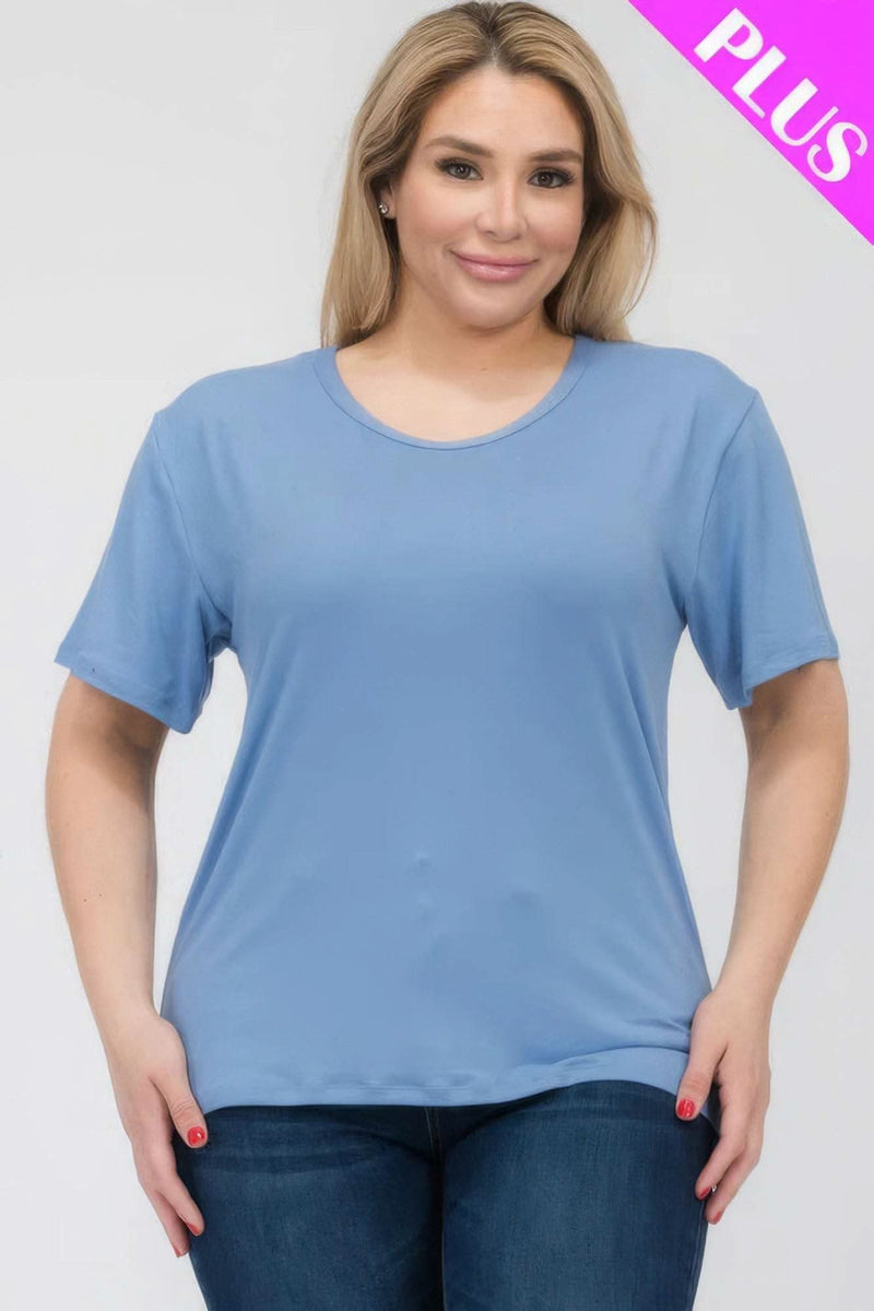 Plus Size Basic Short Sleeve T-shirt - Fit Me For 20